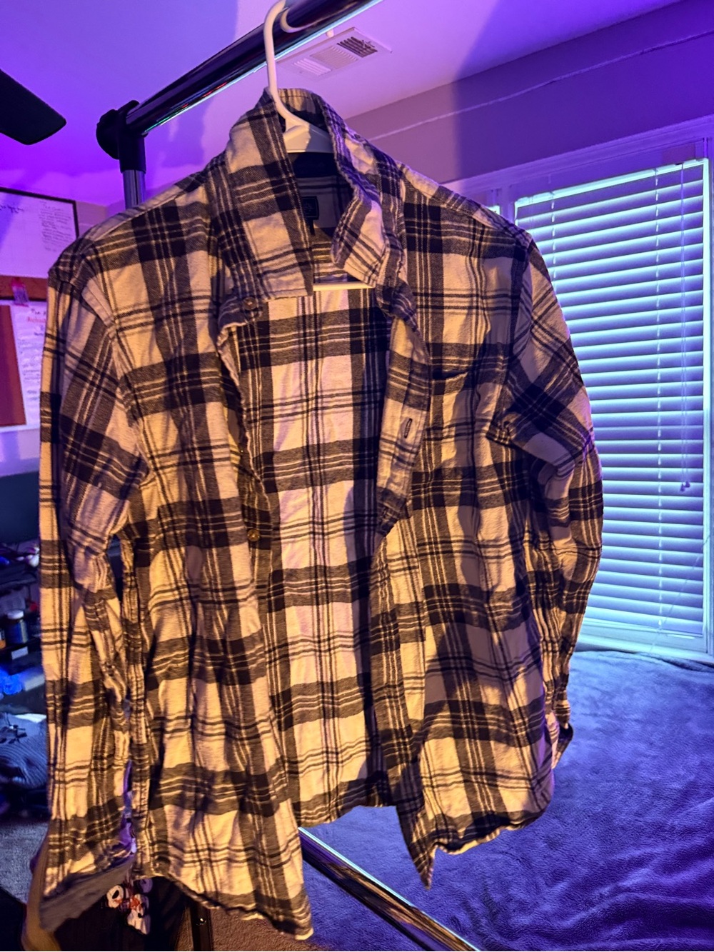 Men's Black & White Plaid Lightweight Shirt Jacket